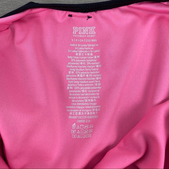 Pink Victoria’s Secret Black Tie Front One Piece Swimsuit Sz.S - Picture 7 of 13